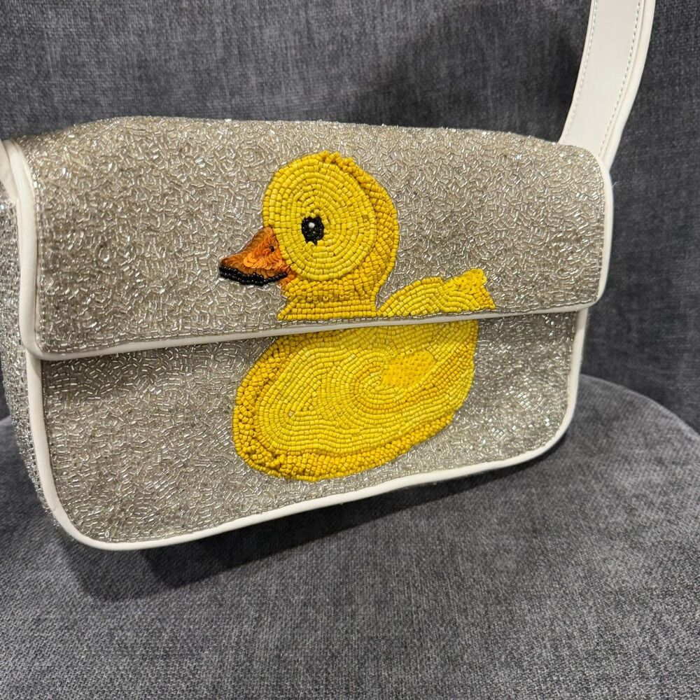 STAUD Tommy Beaded Floral Shoulder Bag Ducks Not in a Row - Picture 3 of 16
